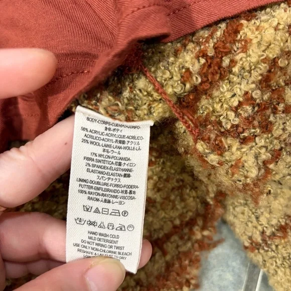 Free People Brown Double Breasted Cardigan Sweater Coat Sz M Boho Grunge Western - Picture 10 of 13